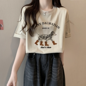 TR28390# 棉精梳纯棉印花夏装短袖T恤女宽松韩版 服装批发女装服饰货源