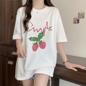 TR28391# 棉精梳纯棉印花夏装短袖T恤女宽松韩版 服装批发女装服饰货源