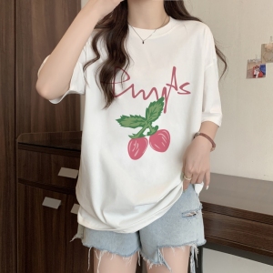 TR28391# 棉精梳纯棉印花夏装短袖T恤女宽松韩版 服装批发女装服饰货源