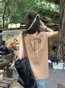 RM9786#韩国春夏新款纯色宽松百搭显瘦系带无袖吊带背心女上衣