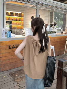 RM9786#韩国春夏新款纯色宽松百搭显瘦系带无袖吊带背心女上衣
