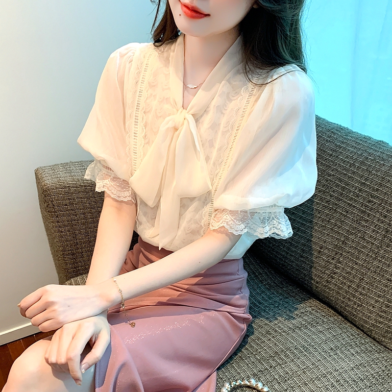 洋氣小個子百搭氣質雪紡襯衫女2026夏季新款女裝御姐減齡V領上衣