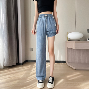 RM18037#天丝牛仔裤女夏季薄款2023新款高腰垂感小个子直筒冰丝阔腿裤