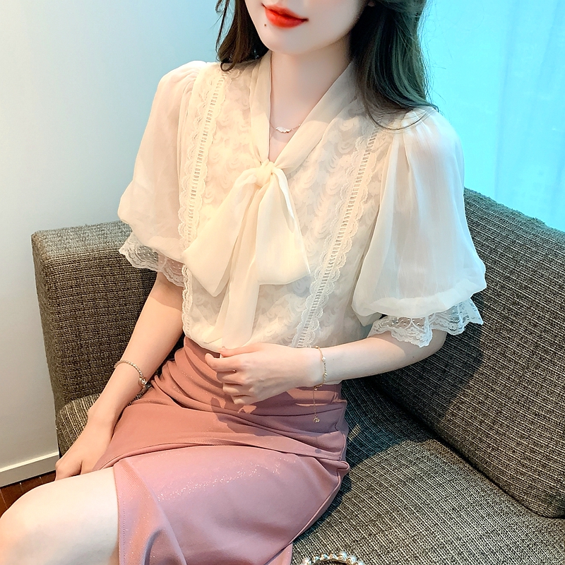 洋氣小個子百搭氣質雪紡襯衫女2026夏季新款女裝御姐減齡V領上衣