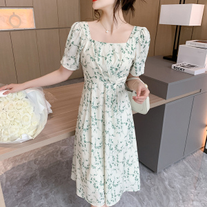 RM11147#雪纺碎花连衣裙夏季法式收腰显瘦温柔风气质惊艳奶甜长裙子