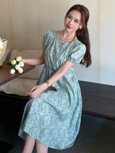 RM15707#大码女装2023夏季新款碎花连衣裙女高腰遮肚显瘦高贵洋气裙子