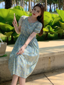 RM15707#大码女装2023夏季新款碎花连衣裙女高腰遮肚显瘦高贵洋气裙子