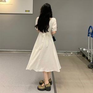 RM12345#法式赫本风蝴蝶结绝美连衣裙女夏季2023新款小个子仙女长裙