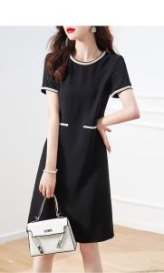 RM12315#简约气质 2023夏季时尚钉珠显瘦轻奢气质小黑裙