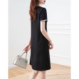 RM12315#简约气质 2023夏季时尚钉珠显瘦轻奢气质小黑裙