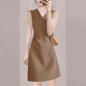 RM12317#夏季新款女装名媛风复古气质显瘦连衣裙小个子设计感小众收腰裙子