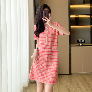 RM12968#小香风连衣裙夏装新款时髦修身条纹裙子女高品质孕妇装淑女