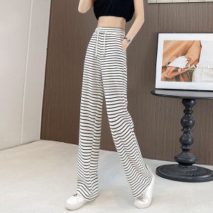 RM8577#夏季新款黑白高腰阔腿裤垂感显瘦直筒裤宽松休闲拖地裤