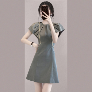 RM9402#高级感小众设计泡泡袖连衣裙2023夏季新款小香风御姐气质修身裙子