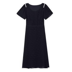RM14541#大码连衣裙2023年夏季爆款修身显瘦气质减龄时尚提花A字裙中长裙