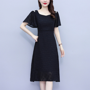 RM14541#大码连衣裙2023年夏季爆款修身显瘦气质减龄时尚提花A字裙中长裙