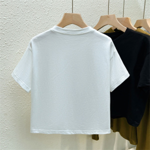 RM8279#后包条 夏季新款纯棉短款印花短袖T恤