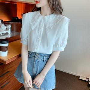 RM20241#时尚新款夏季法式设计感气质衬衣女韩版百搭小众短袖上衣小衫