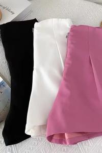 RM8243#火龙果色辣妹高腰西装短裤女2023夏季韩版宽松直筒裤子纯色休闲裤