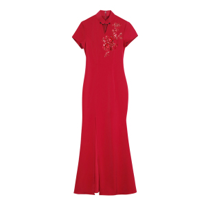 RM10623#春夏新款红色长款连衣裙喜婆婆妈妈婚宴装减龄长裙晚礼服