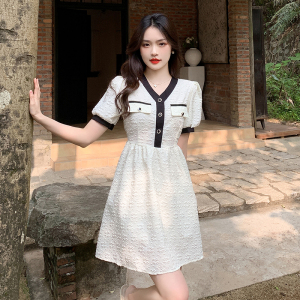 RM17335#法式甜美设计感小个子超仙收腰显瘦连衣裙女