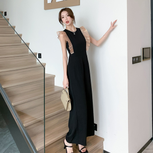 RM18230#夏季新款撞色荷叶边阔腿收腰显瘦连体裤长裤