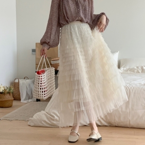 RM8340#春夏新款高腰A字网纱蛋糕裙设计感气质纱裙仙女裙子