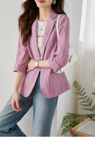 RM8291#夏新款七分袖紫色西装外套女春夏轻薄柔软透气工作服职业气质