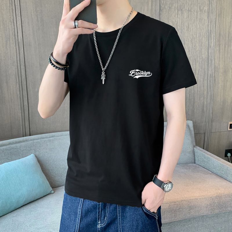 實拍夏季新款純棉短袖t恤男舒適百搭韓版潮流男女款短袖T恤