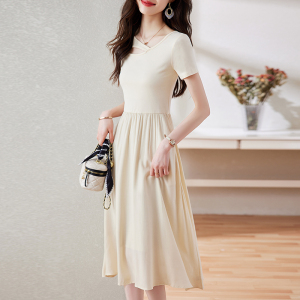 RM9564#港风复古高腰显瘦针织连衣裙女夏季新款气质绝美长裙子