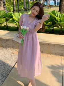 RM15709#新款气质名媛小众独特别致收腰高级感娃娃领连衣裙子女夏季