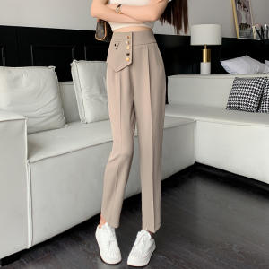 RM21060#夏高品质高腰白色休闲西装九分裤裤女韩版纯色锥型