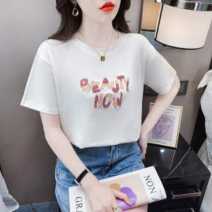 RM12088#短袖T恤女韩版夏装新款绣花减龄别致洋气百搭上衣