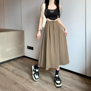 RM8562#韩版高腰西装伞裙中长款显瘦垂感半身裙