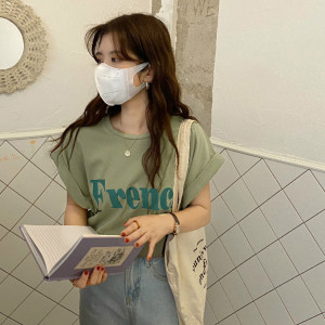 TR30433# 短袖t恤女夏季字母印花韩版宽松设计感体恤新款上衣