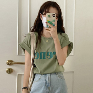 TR30433# 短袖t恤女夏季字母印花韩版宽松设计感体恤新款上衣