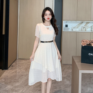 RM8385#新款气质连衣裙夏季女装中长款仙女白色高级感雪纺裙