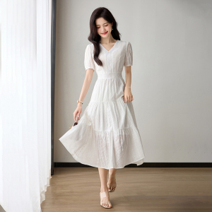 RM15577#白色蕾丝连衣裙2023夏季新款法式小众甜美超仙气质显瘦长裙女