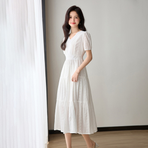 RM15577#白色蕾丝连衣裙2023夏季新款法式小众甜美超仙气质显瘦长裙女