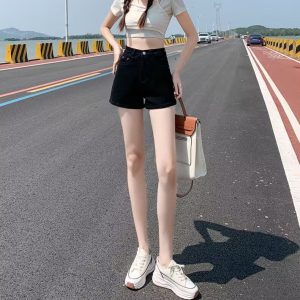 RM8580#浅蓝色牛仔超短裤女夏季薄款提臀显瘦新款高腰弹力辣妹a字热