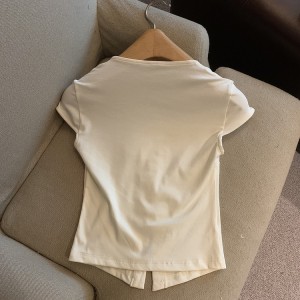 RM8521#午夜芭蕾 弹力针织显瘦上衣辣妹绑带纯欲T 恤