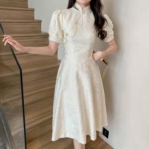 RM18707#小晚礼服女2023新款白色气质宴会订婚旗袍年轻款高级感连衣裙领证
