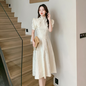 RM18707#小晚礼服女2023新款白色气质宴会订婚旗袍年轻款高级感连衣裙领证