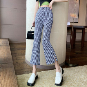 RM14155#夏季新款韩版时尚喇叭裤 垂感休闲裤显瘦开叉九分裤