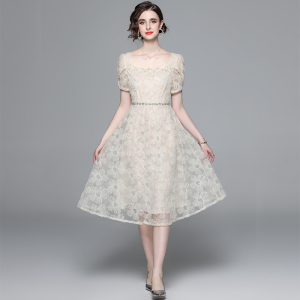 RM9387#新款法式优雅气质高级感显瘦重工连衣裙