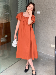 RM15705#夏季时尚设计感小众方领a字连衣裙