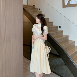 RM12648#夏装新款高级感气质重工旗袍改良连衣裙法式镂空裙子