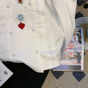 RM8813#酷丝棉法式刺绣小香风衬衫女甜美白色长袖衬衣女