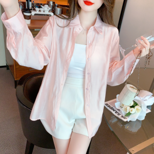 RM10565#夏季新款微透宽松防晒衣气质衬衫防紫外线开衫薄外套女