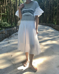 TR41685#  韩版小众气质字母印花木耳边拼接假两件连衣裙 服装批发女装批发服饰货源